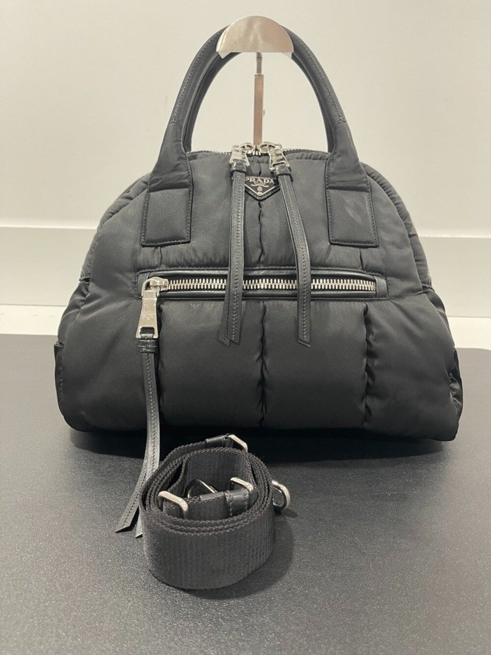 Prada Tessuto Bomber Bowling Bag (164134)